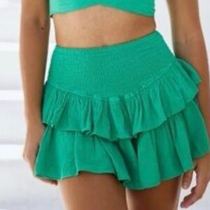 Women's Ruffled Teal Skirt